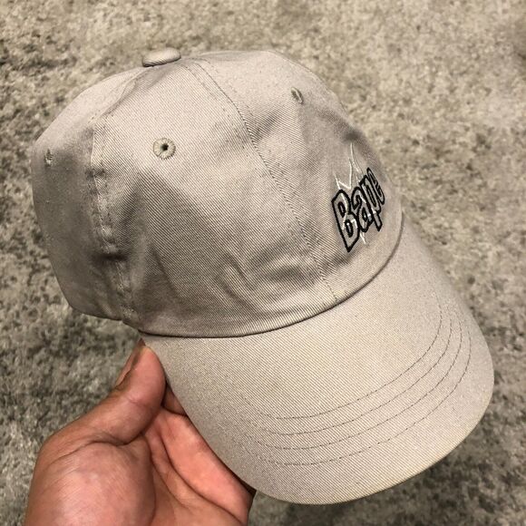 2022 Bape A Bathing Ape Light Gray Cotton Baseball Cap Hat Adjustable Strapback - Picture 1 of 7